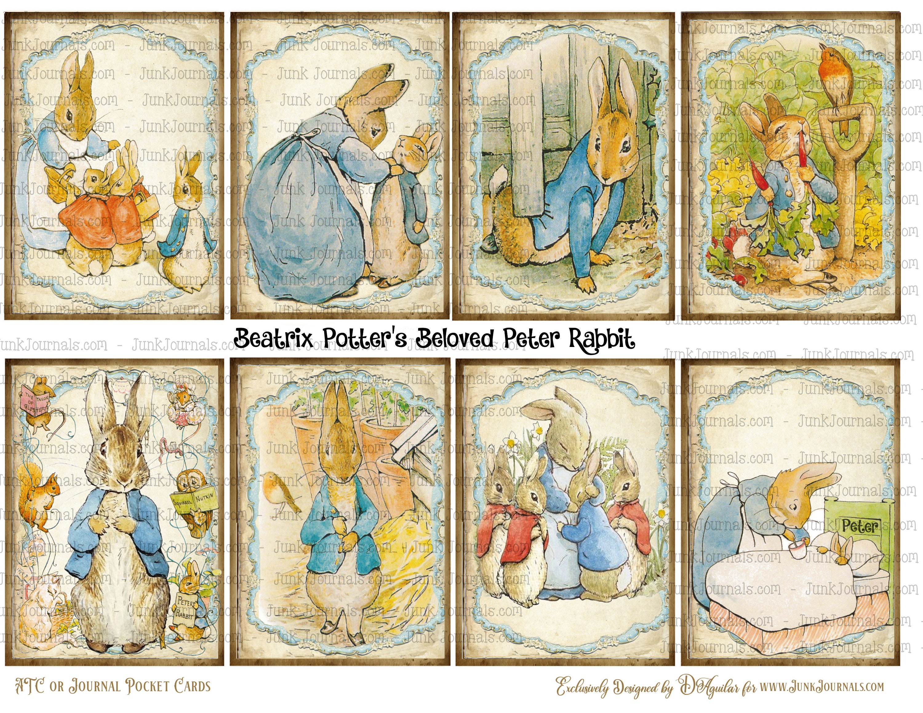 Peter Rabbit Cards Eyfs PETER RABBIT ATC Cards - High Resolution Beautiful Junk Journal ...