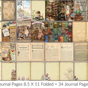 BOOK LOVERS JOURNAL Printable Digital Kit 61 Pages Ephemera Pockets Tags Labels Words Quotes Huge Library Vintage Scrapbook Bundle image 3