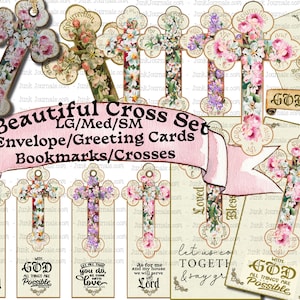 BEAU KIT DE CROIX en papier pour cartes de voeux imprimables numériques, signets, 5 croix vintage Junk Journal Scrapbook Craft, décorations de Noël