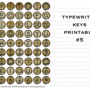 VINTAGE TYPEWRITER KEYS Printable Digital Bundle 7 Pages & 42 Clip Art ...