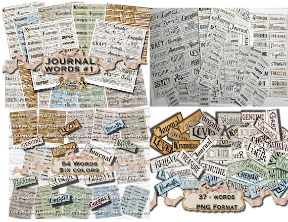 JOURNAL WORD BUNDLE Printable Words Junk Journal Scrapbook - Etsy