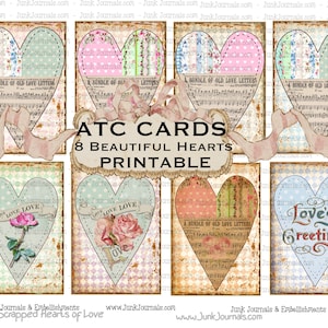 SHABBY GRUNGE ATC Cards Printable Collage Sheet Digital Download Junk Journal Scrapbook Pocket Cards Quilted Patchwork Vintage Style