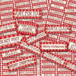 KERST GANGHAM LABELS Bakken, geschenken, waardering bedankkaartjes Rode eigenzinnigheid Afdrukbare digitale download Geweldige vakantiekoekjes Gebakken goederen
