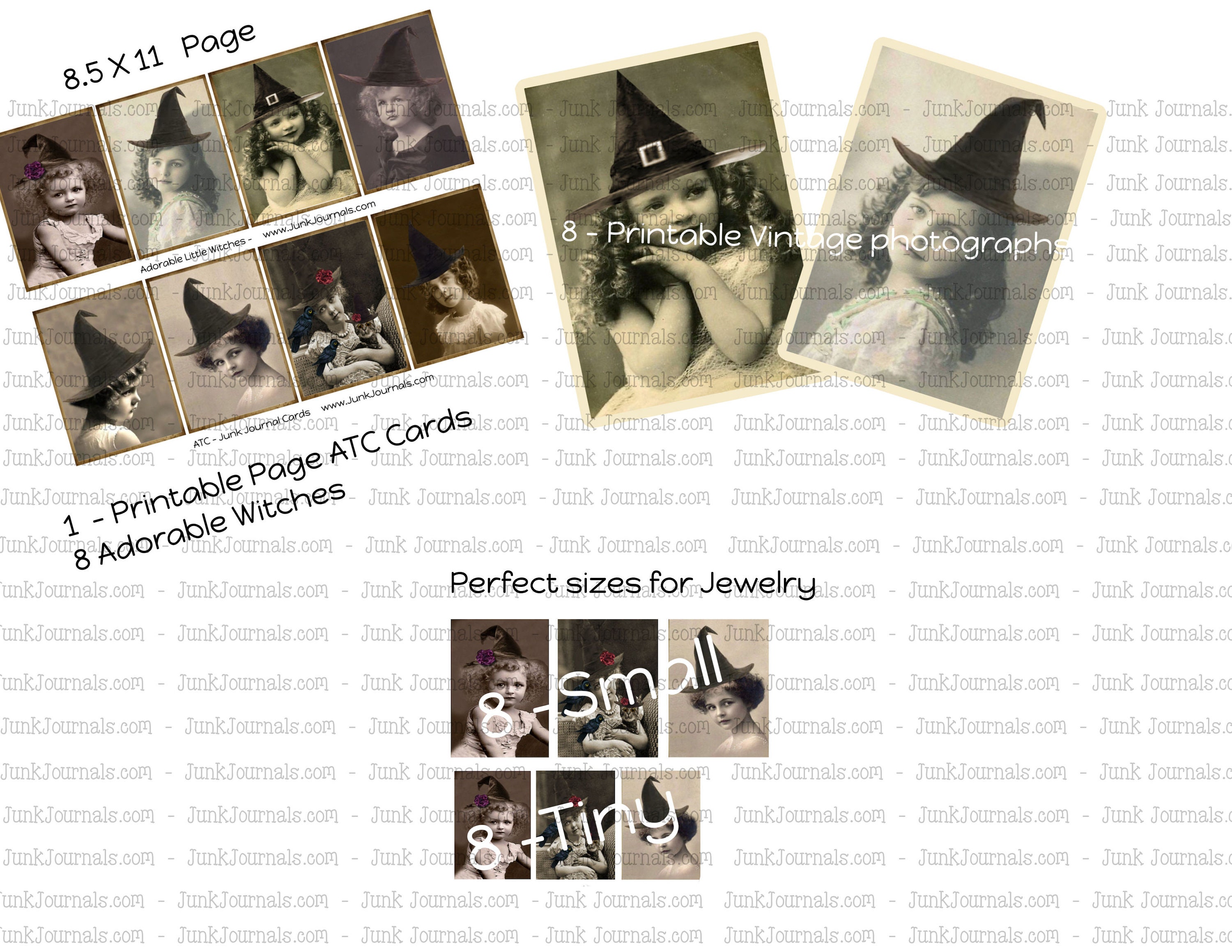 8 ADORABLE LITTLE WITCHES Vintage Photo Printables in Large - Etsy