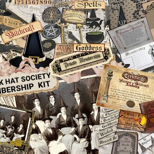 VIP WITCH MITGLIEDSCHAFT Riesige Kit- Mitgliedskarte, Abschlussdiplom, Grußkarte, Umschlagtaschen, druckbare Ephemera & Fotos