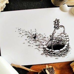 Lámina A5/A4 de Hollow Knight - "El reino subterráneo"