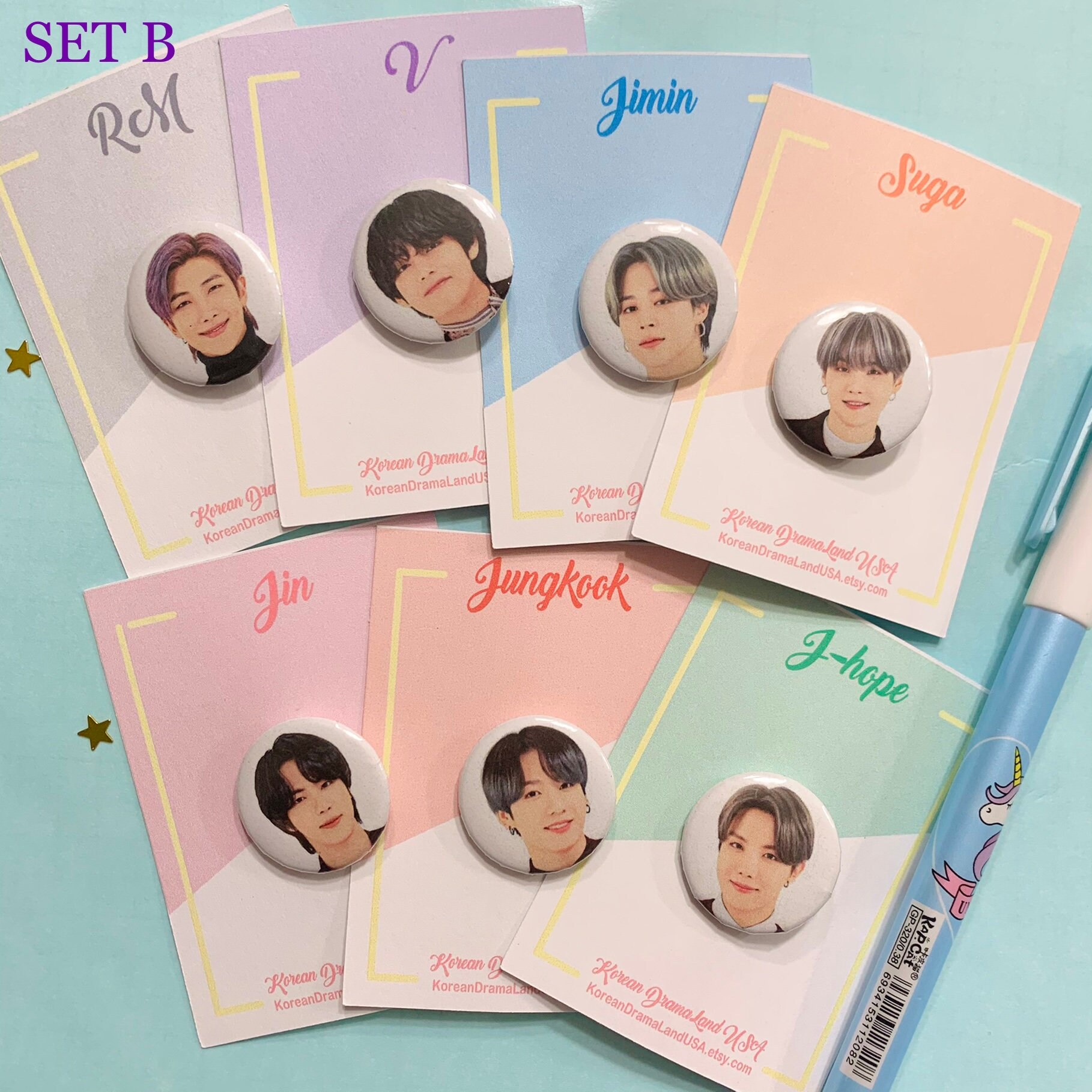 BTS Button Pins 1 inch Bangtan Army Pinback Badges Etsy