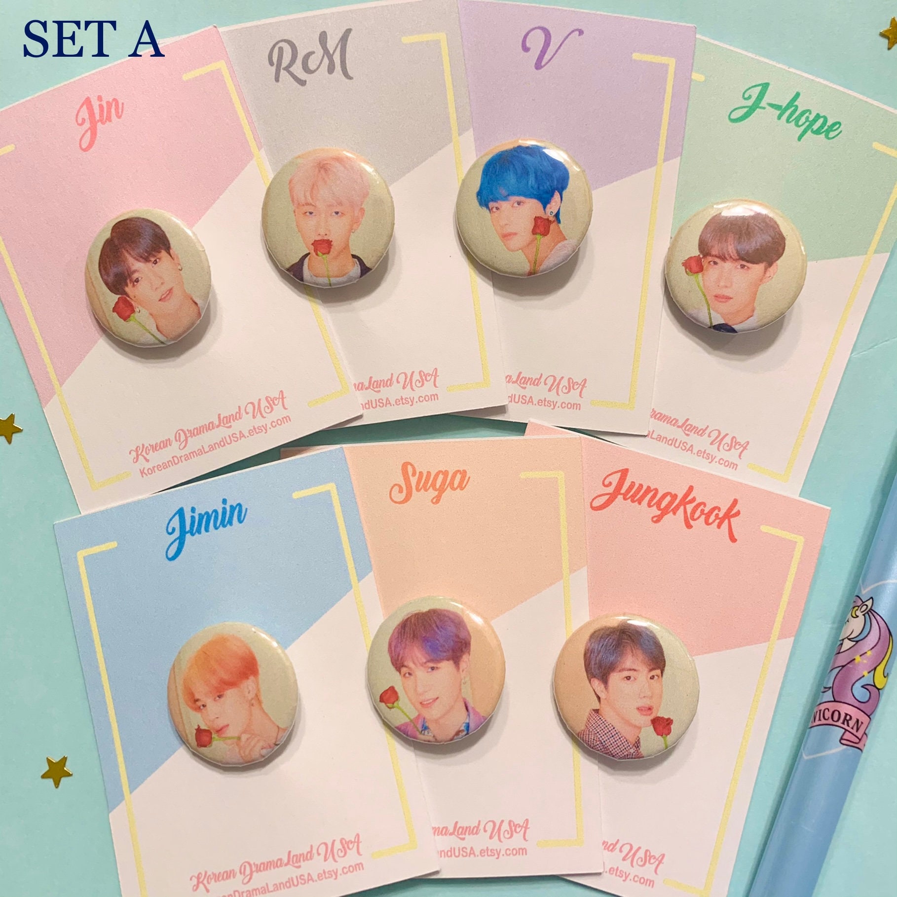 BTS Button Pins 1 inch Bangtan Army Pinback Badges Etsy