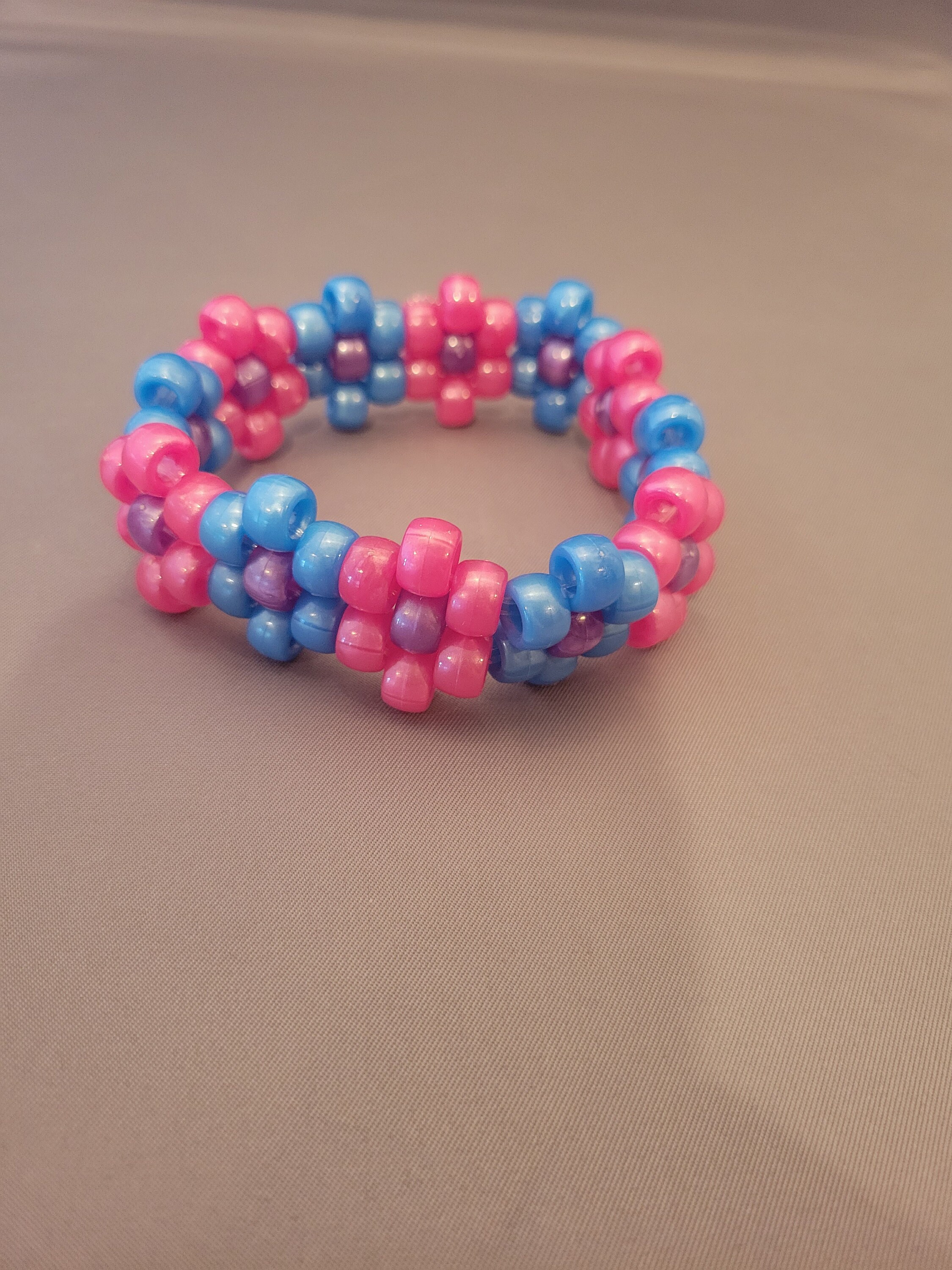 Blue and pink flower kandi cuff Etsy