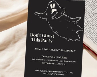 Don't Ghost This Party Halloween Invitation Template, Customizable Template, Printable Halloween Party for Adults & Kids