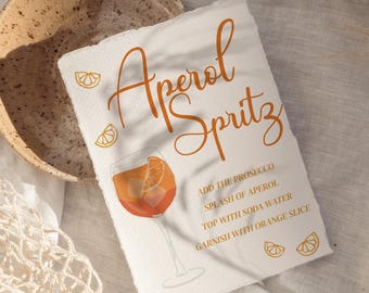 Editable Spritz Bar Sign Template | Corjl Wedding Cocktail Menu | Italian Wedding Bar Sign | Aperol Spritz Station | Bridal Shower Decor