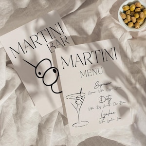 Martini Station Digitale Vorlage, Martini druckbare Bar Schild, Brautdusche Bar Schild, Getränkekarte bearbeitbar