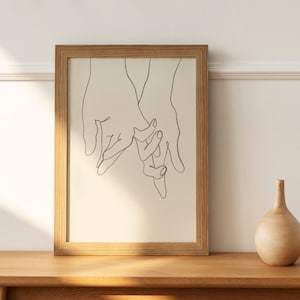 Lovers Holding Hands, Minimal Art Print, Minimalist Art Print,  Minimal Home Decor, Line Art, Line Drawing