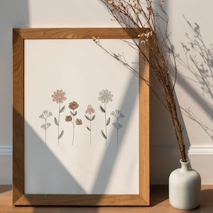 Flowers Poster Print, Botanical Wall Hangings, Minimalist Art,  Minimal Minimalist Decor