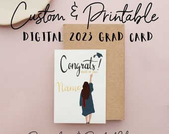 PRINTABLE Custom Graduation Card, Congrats Grad 2024, Graduation 2024 Gift, Digital Personalized Graduation Card