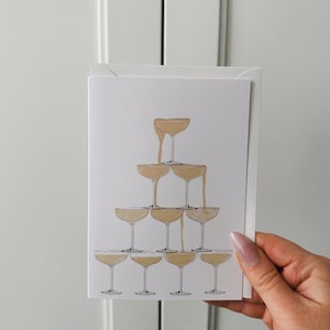 Carte tour de champagne, carte d'anniversaire, carte de fête, amateur de champagne, carte de mariage, anniversaire champagne
