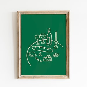 Dinner Party Wall Art, Dinner Kitchen Wall Art, Artful Food, Dinner Retro Table Setting, Restaurant Art Print
