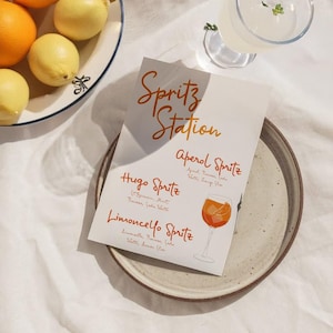 Spritz Station Digitale Vorlage, druckbares Barschild, Brautdusche Barschild, Getränkekarte bearbeitbar