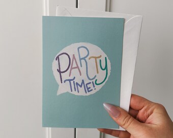 Party Time, Bright Birthday Card, Colourful Greeting Card, Happy Birthday, Birthday Celebration Card