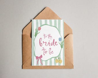 To The Bride To Be Bridal Shower Card – Vintage-Inspired with Bows & Florals | Wedding Shower Card | Engagement Gift | Elegant Bride Card