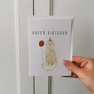 Cat Birthday Card, Cat Lover Birthday Gift, Neutral Birthday Card, Happy Birthday, Blank Birthday Card for Someone Special