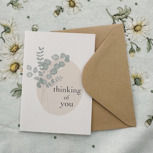 Carte Thinking of You, Carte de sympathie, Carte Get Well Soon, Cartes de correspondance avec enveloppes, Floral minimal