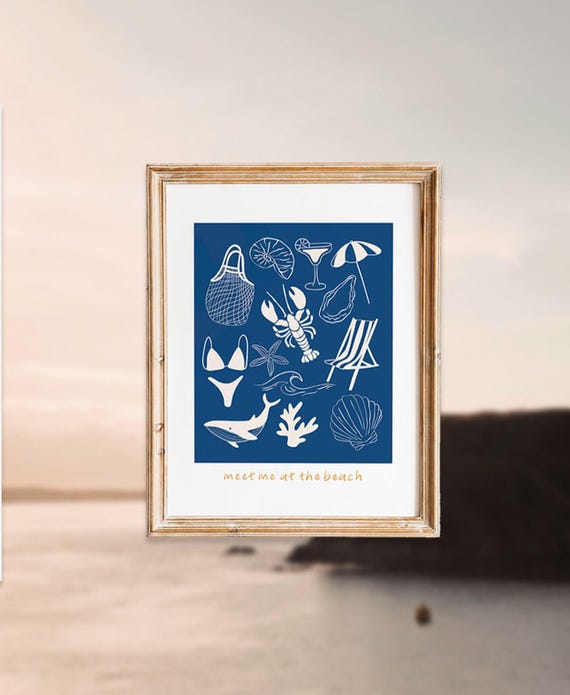 Meet Me At The Beach, Beach House Lake House Decor, Coastal Wall Decor