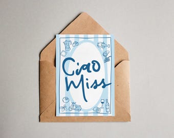 Ciao to Miss Bridal Shower Card, Wedding Shower Card, Celebration Card, Italian Style Theme