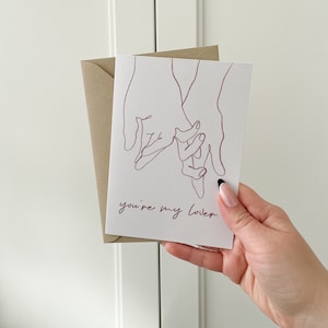 You're My Lover, Greeting Card, Love Card, Minimal Line Art,  Valentines Day Card, Engagement Card, Anniversary Card, Wedding Card,