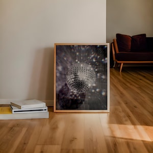Discobalkunstprint, op discodansvloer geïnspireerd, decor discozaal, zwart-witte balkprint, retro vintage decor