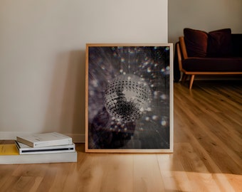 Diskokugel Kunstdruck, Disco Tanzfläche inspiriert, Disco Raum Dekor, Schwarz Weiß Bar Print, Retro Vintage Dekor