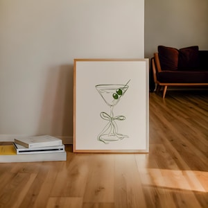 Illustrated Martini Art Print, Dirty Martini, Kitchen Wall Decor, Liquor Drink Bar, Cocktail Poster, Cocktail Art, Drink Bar Poster