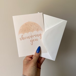 Showering You Card, Bridal Shower Card, Baby Shower Card, Wedding Card, Celebration Card