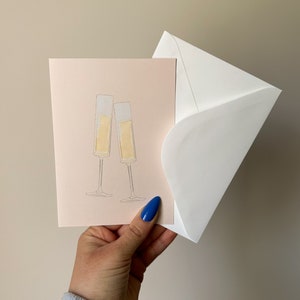 Carte de toast au champagne, carte d'anniversaire, carte de douche nuptiale, carte de célébration, carte de mariage, anniversaire champagne