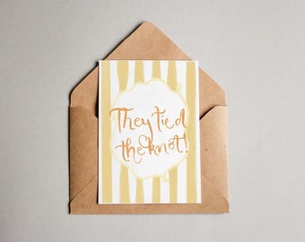 They Tied the Knot – Vintage Wedding Congratulations Card | Retro Striped Aesthetic | Newlywed Greeting Card