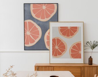 Minimalist Grapefruit Slice Art Print, Modern Watercolor