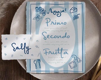 CIAO MISS Bridal Shower Lunch Menu Editable Template & Name Place Cards, Italian Theme Bridal Shower, Digital Download Menu