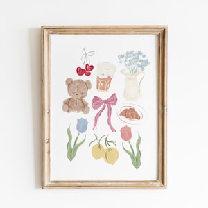 Girly Coquette Wall Decor, Watercolour Girly Print, Light Pink Wall Art, Delicate Room Decor