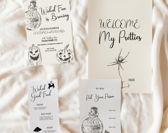 Halloween Party Package, Vintage Halloween Invitation Template, Customizable Templates, Halloween Party Signage, Spooky Signage