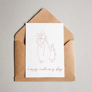 Carte de fête des mères pour fille maman - voeux de dessin au trait minimaliste pour maman et filles, cadeau élégant pour la fête des mères, cadeau pour maman, cadeau pour maman mignonne
