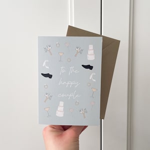 Here's To The Happy Couple. Card, Wedding Card, Celebration Card, Wedding Illustrations