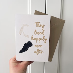 Heureusement pour toujours après la carte de mariage, carte de célébration, carte de mariage de félicitations, carte de fiançailles, jeunes mariés, juste mariés