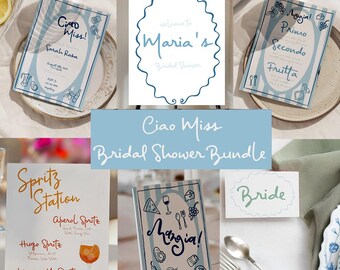 Italian Bridal Shower Bundle | Editable Corjl Template Collection | Amalfi Coast Party Templates | Mediterranean Bridal Shower Signs