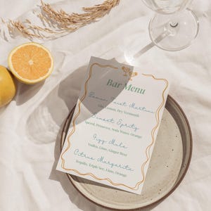 Carte des cocktails d'été, carte des cocktails modifiables pour les dîners, modèle de menu de bar, menu de Spritz