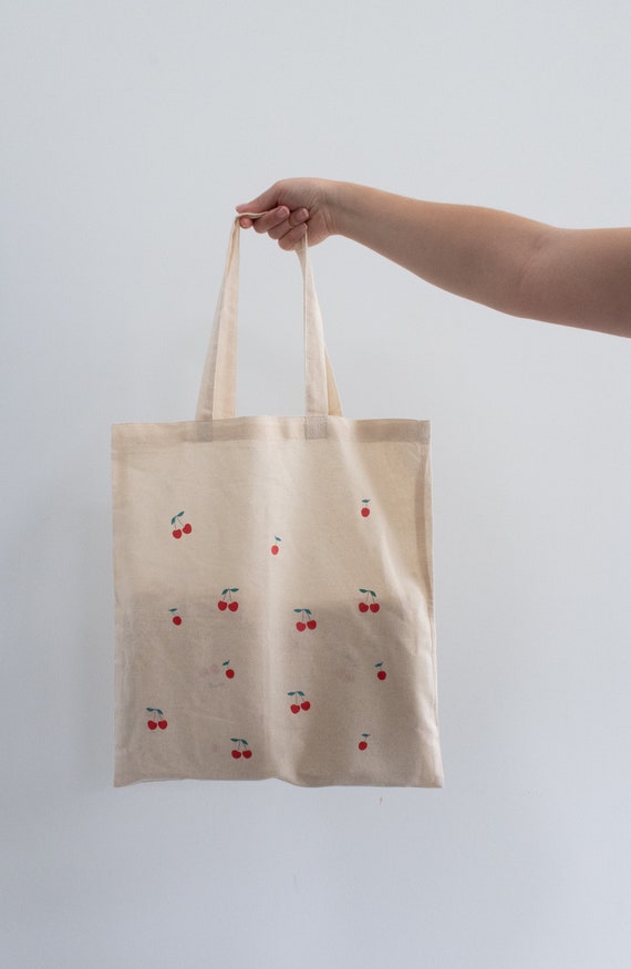 Cherry Tote Bag Pink Black Blue Tote Bags Graphic Tote - Etsy