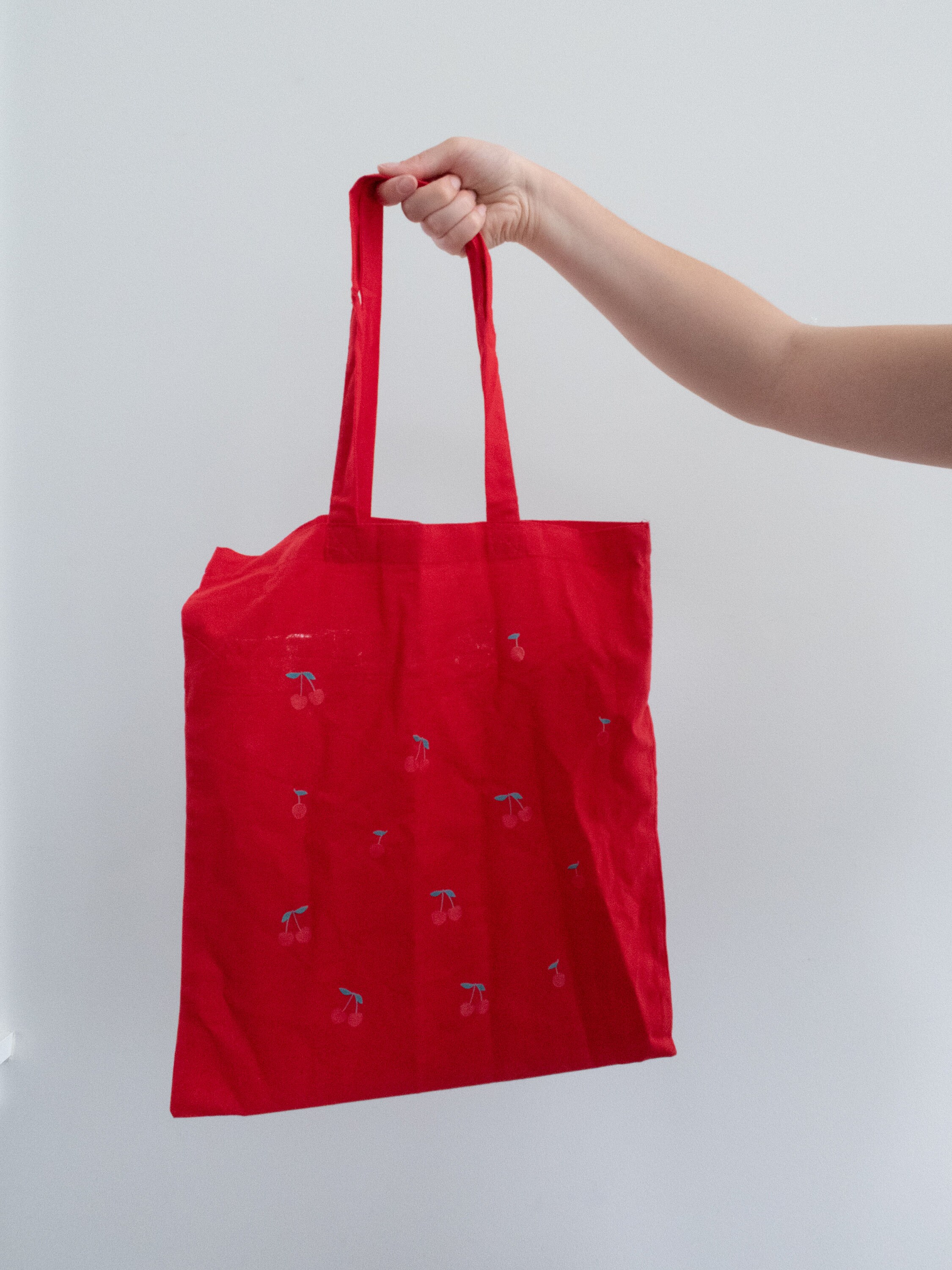 高品質 Cherry Tote Bag, Pink, Black, Blue Tote Bags, Graphic Tote バッグ