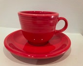Fiestaware Scarlet Red Cup and Saucer-(Discontinued color)