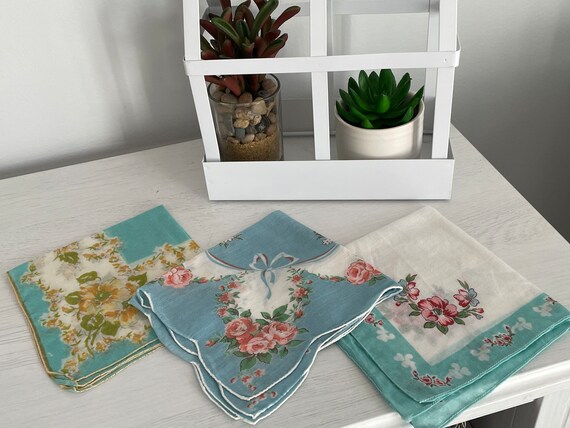 Set of 3 Coordinating Vintage Handkerchiefs - image 1