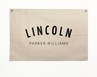 Bandera de lona con nombre personalizado - Decoración de pared para habitación infantil