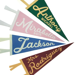 Felt Pennant Flag Custom Name - Personalized Banner Sign Camp Pennant Wall Decor Kids Room Nursery